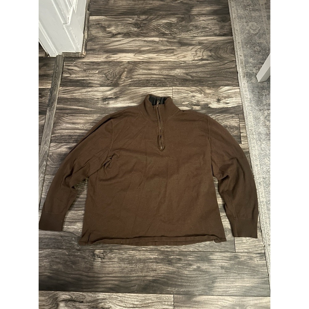 Vintage The North Face Sweater Cotton Mens XL 1/4 Zip Pullover Brown‎ 428